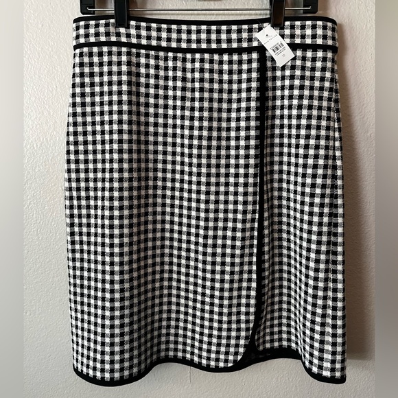 NWT Ann Taylor Gingham Shirttail Skirt Black and White Checkered Pencil Skirt - Picture 1 of 9
